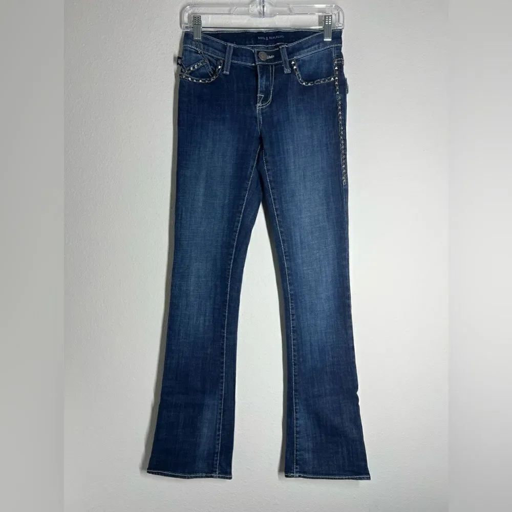 Rock & Republic Jeans Womens Size 0 Blue Flare Embroidered Great Condition